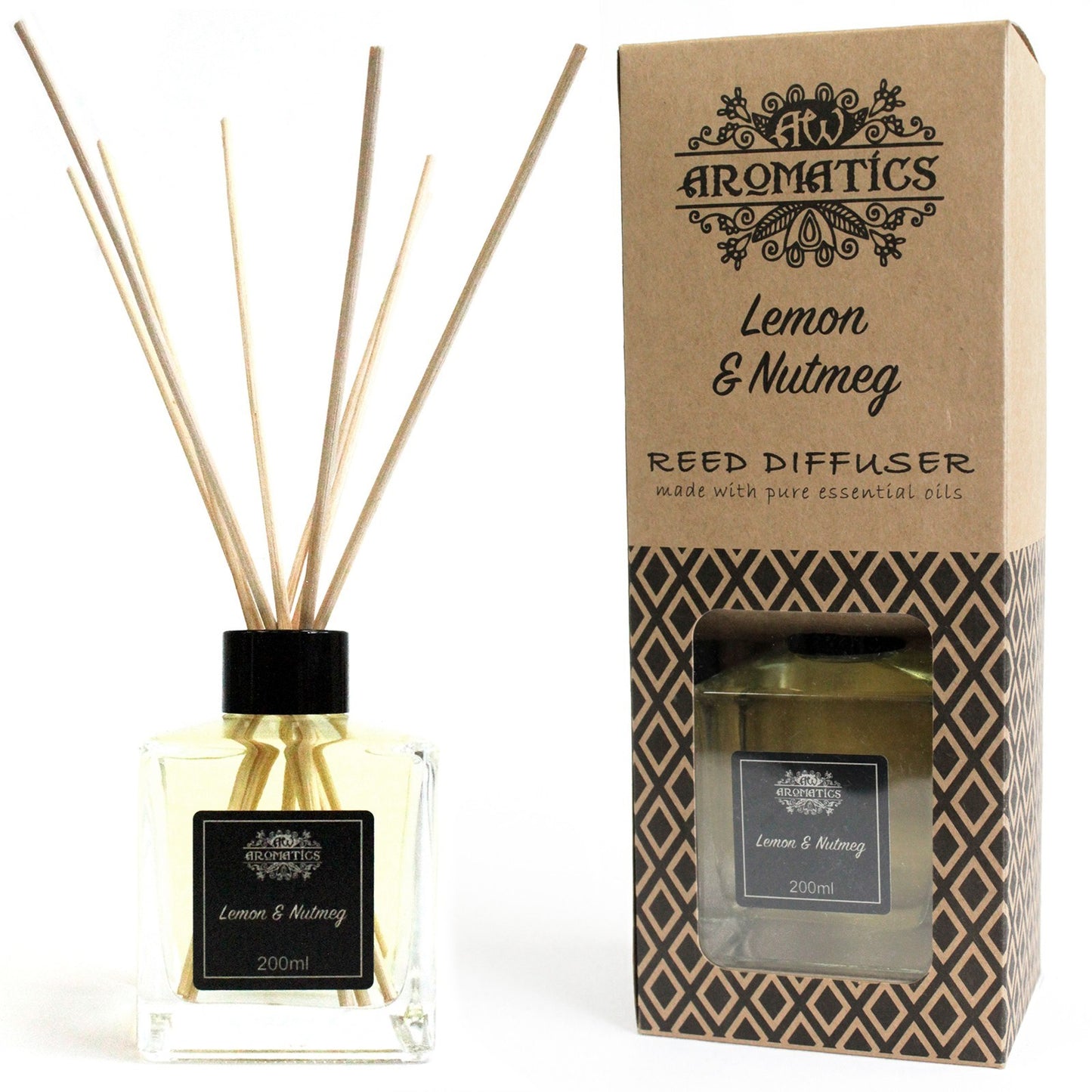 200ml Lemon & Nutmeg Premium Essential Oil Reed Diffuser