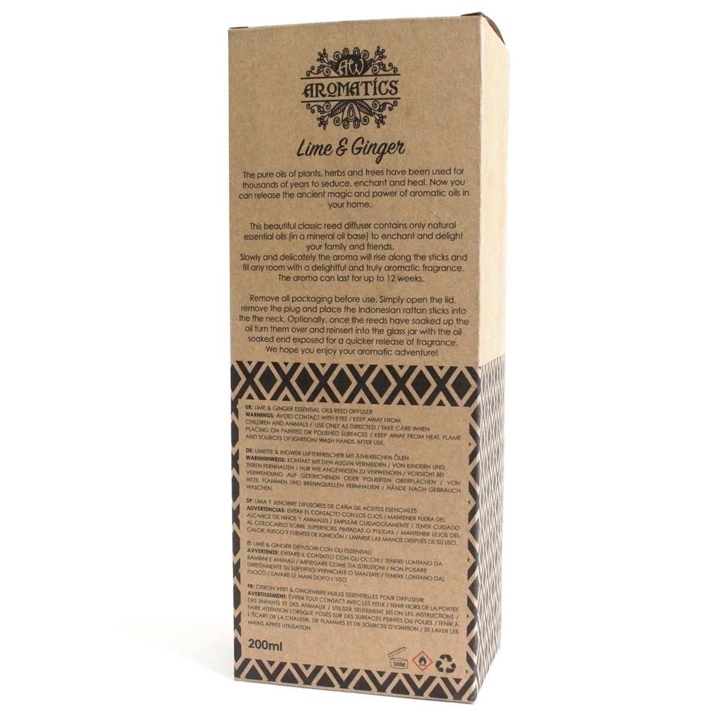 200ml Lime & Ginger Premium Essential Oil Reed Diffuser