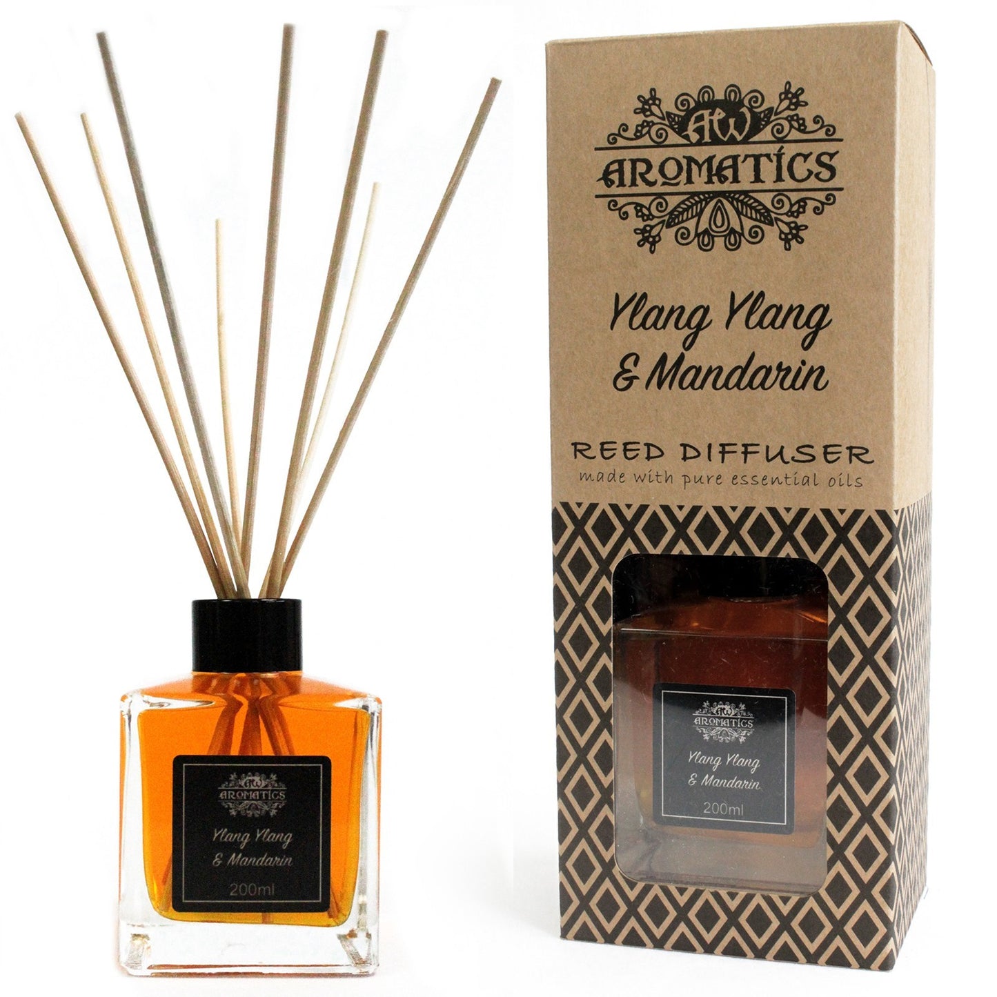 200ml Ylang Ylang & Mandarin Premium Essential Oil Reed Diffuser