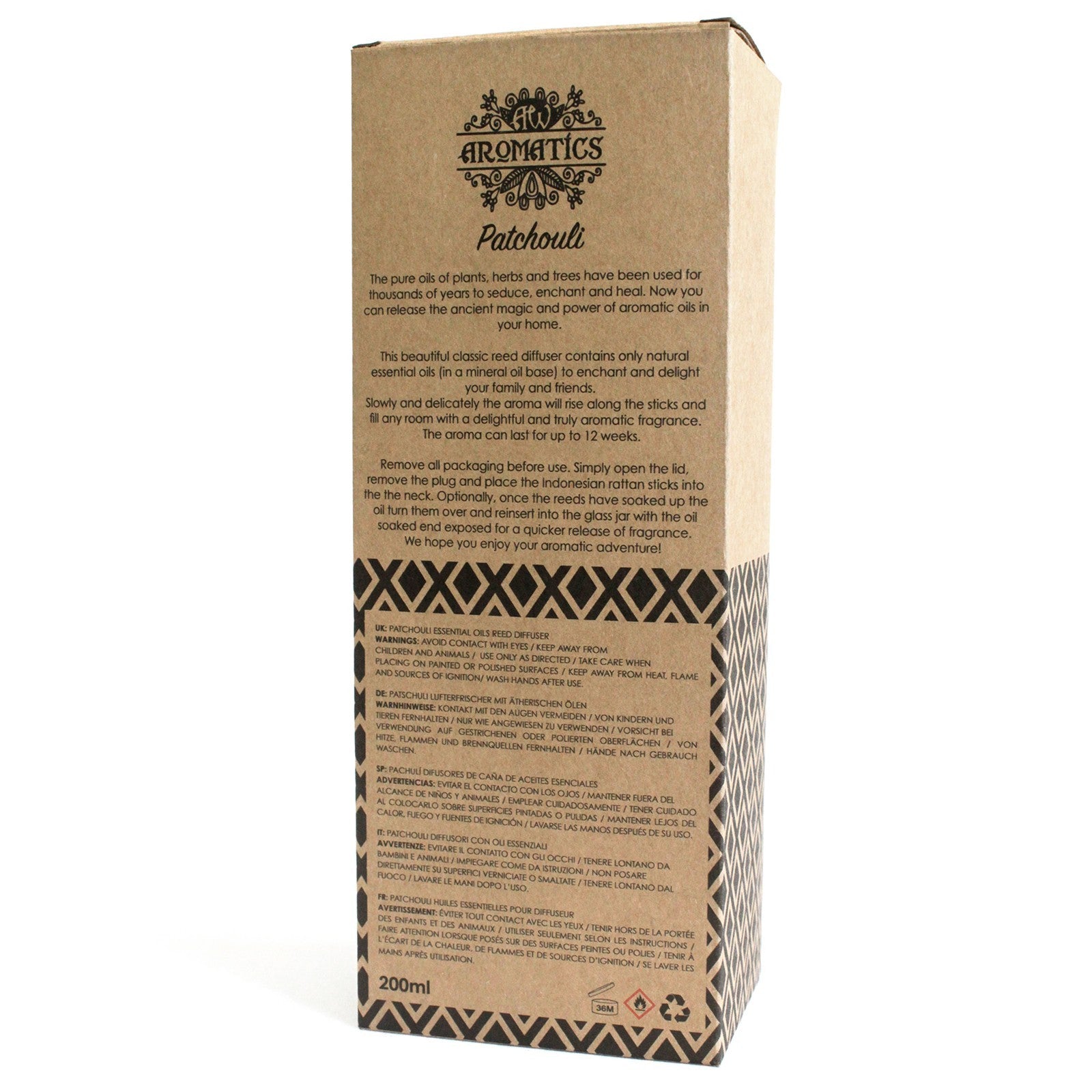 200ml Patchouli Premium Essential Oil Reed Diffuser
