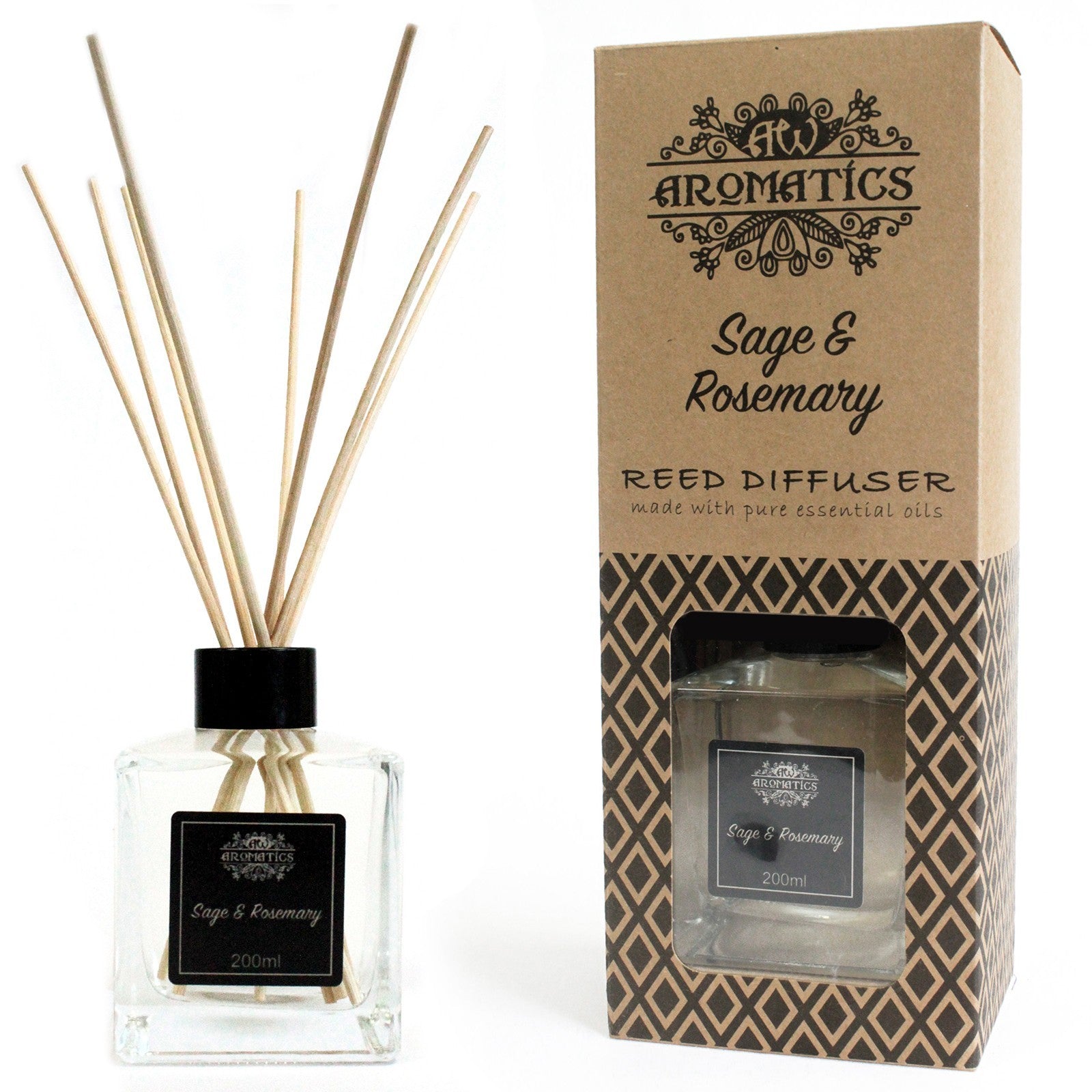 200ml Sage & Rosemary Premium Essential Oil Reed Diffuser