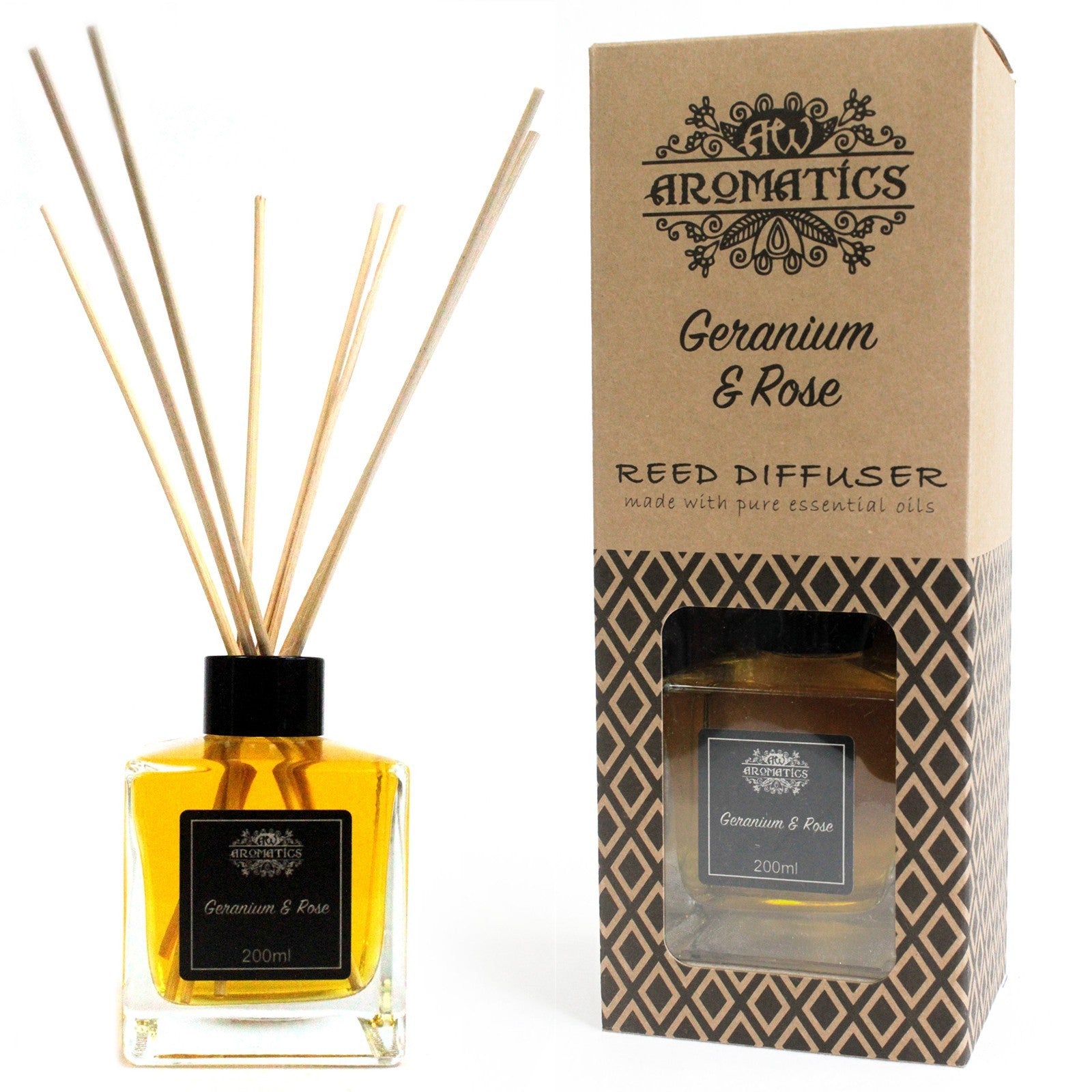 200ml Geranium & Rose Premium Essential Oil Reed Diffuser