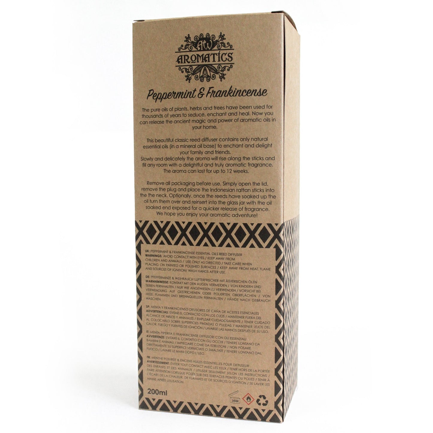 200ml Peppermint & Frankincense Premium Essential Oil Reed Diffuser