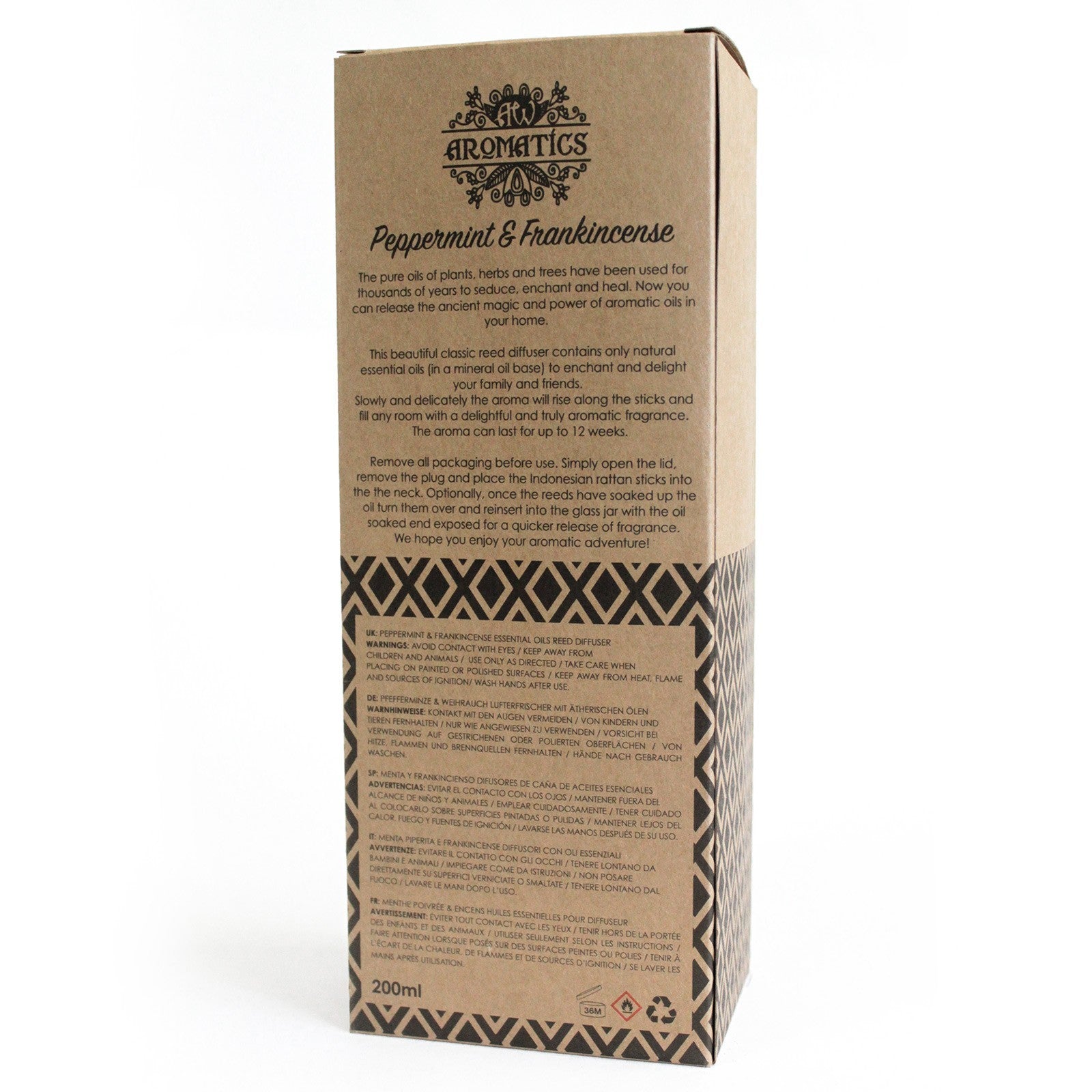 200ml Peppermint & Frankincense Premium Essential Oil Reed Diffuser
